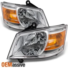 Fit 08-10 Dodge Grand Caravan Clear Replacement Left + Right Side Headlight Pair