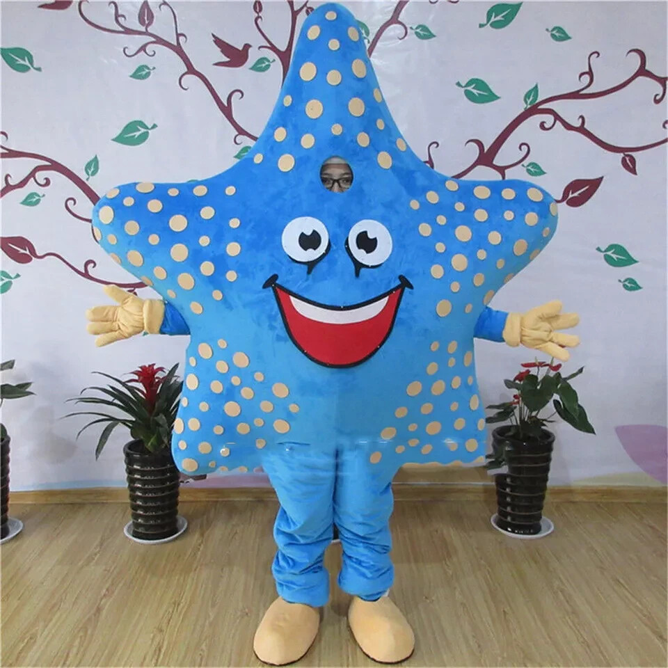 Disfraz de mascota estrella de mar traje de dibujos animados Juegos con disfraces Vestido de fiesta elegante Adultos +
