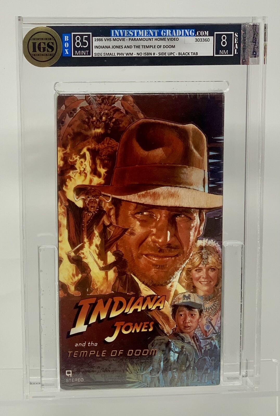 Indiana Jones and the Temple of Doom 1986 VHS | IGS 8.5 - 8 | Sealed | PHV WM