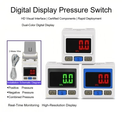  ISE30A Pressure Gauge LCD Display Air/Vacuum Meter High Accuracy Industrial/Lab
