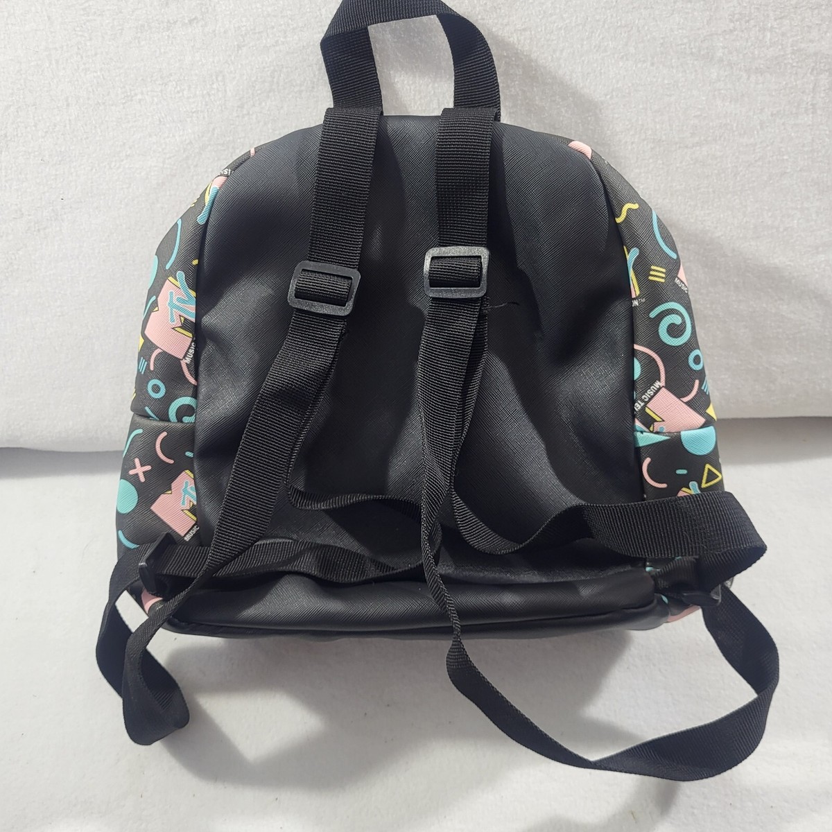 Mini Backpack Zippered Daypack Retro MTV Logo Print Polyurethane Leather Casual MTV Faux Leather Backpacks for Women | Mercari main image 2