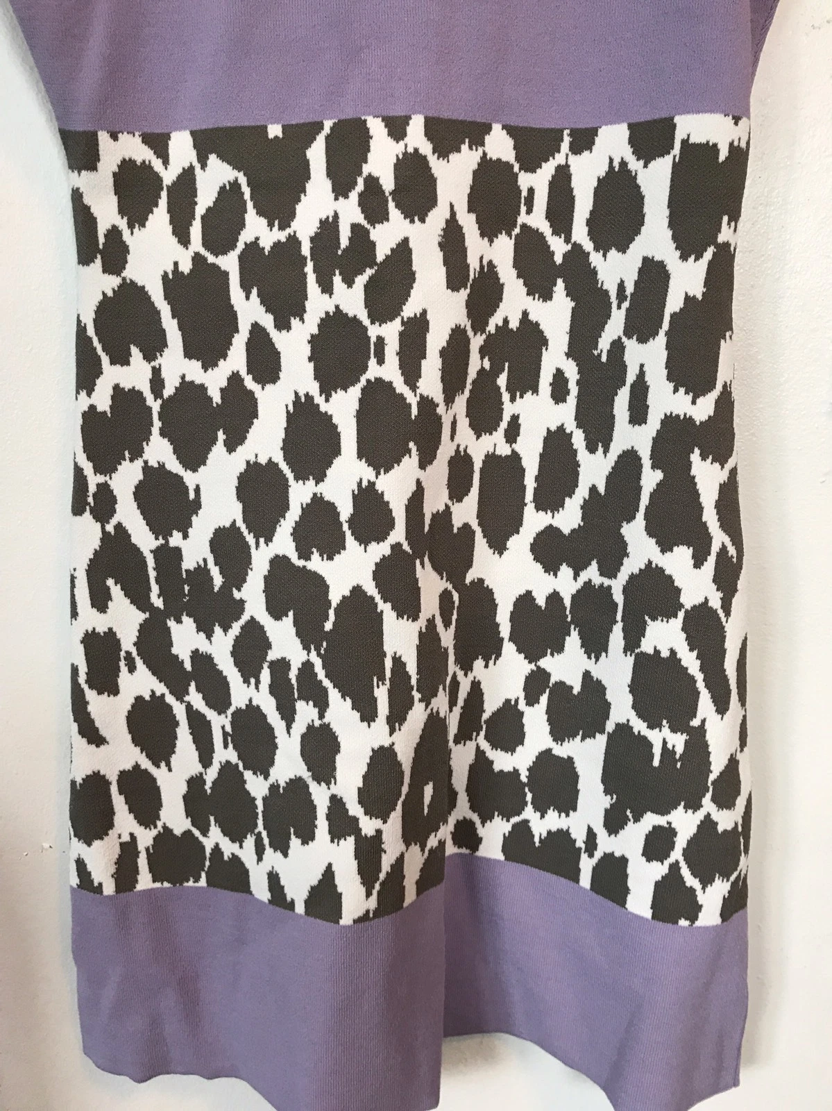 NUOVO abito elasticizzato Kate Spade in lavanda e nero grigio leopardato macchie taglia S $298