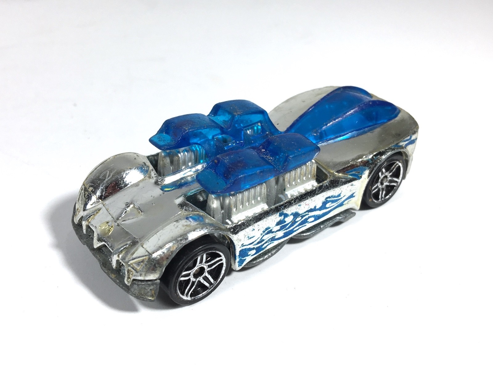 Hot Wheels 2006 What 4-2 Chrome Burnerz Series Blue Silver Race Car Malaysia
