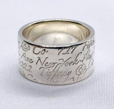 Tiffany & Co Silver Wide Notes Fifth Ave Ring Size 5.5 10mm Wide