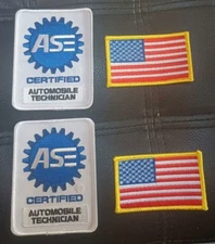 ASE Certified Automobile Technician W/ USA Flag Embroidered Heat Sealed Patches 