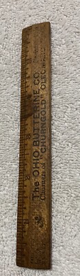 VINTAGE 6” Wooden Ruler/Ohio Butterine Co. Churngold Oleo/Advertising ...