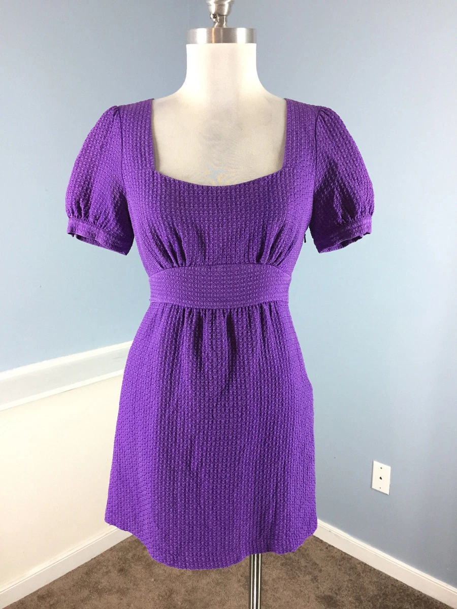 Anthropologie TIBI purple textured dress S 4 Silk Wool Blend Cocktail Party mini