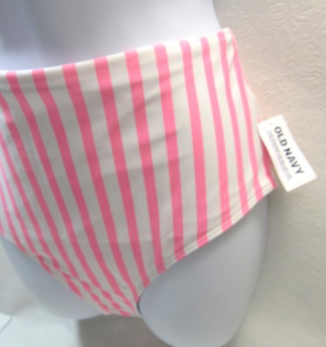 Traje de baño parte inferior azul marino antiguo para mujer cintura alta corte francés talla M nuevo a rayas - Imagen 2 de 6