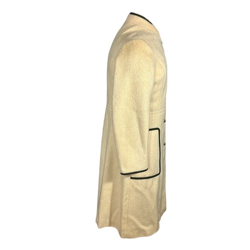 Vtg New England Sport Womens Beige & Green Trim Plush Wool Trench Top Coat Sz 18 - Picture 9 of 19