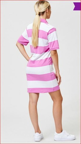 Ellesse women polo Mandel dress SGA07766 pink white striped cotton sz XS $65 - 第 2/11 張圖片