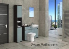 HACIENDA / METALLIC BLUE GLOSS BATHROOM FITTED FURNITURE WITH TALL UNIT 1550MM
