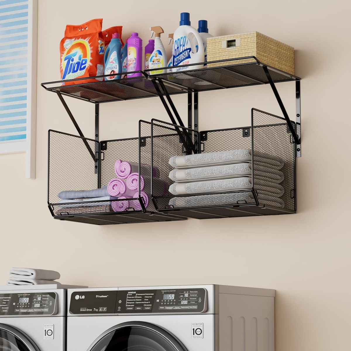 Laundry Room Shelves Organization Storage Wall Mounted Clothes