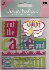Jolee's Boutique 3D Stickers CUT THE CAKE Birthday Theme 73201 FAST FREE SHIP!