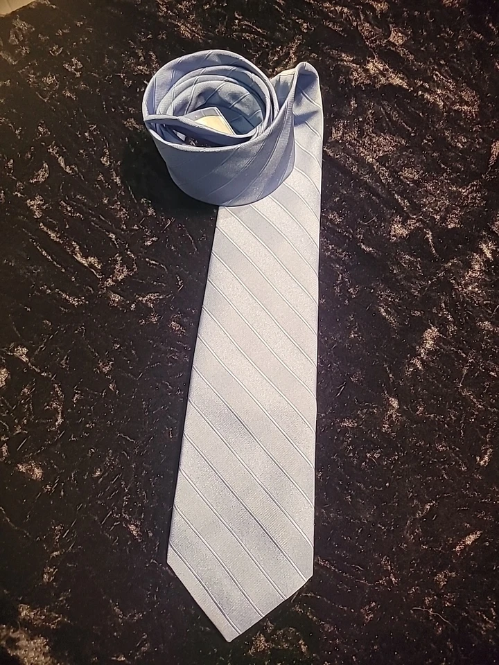 Vintage Tonino Firenze Mens Neck Tie Blue Solid Striped Professional Suit - Image 4 of 4