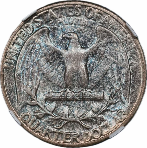 1956 Washington Quarter NGC MS67 Steel Blue Reverse Toning