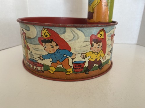 Vintage Ohio Art BHK Benjamin Tin Litho Toy Water Pump False Alarm Firemen - 第 9/15 張圖片