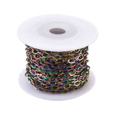 5m/Roll Multi-color Plating Unwelded Stainless Steel Cable Chains 6.5x3.5x0.8mm