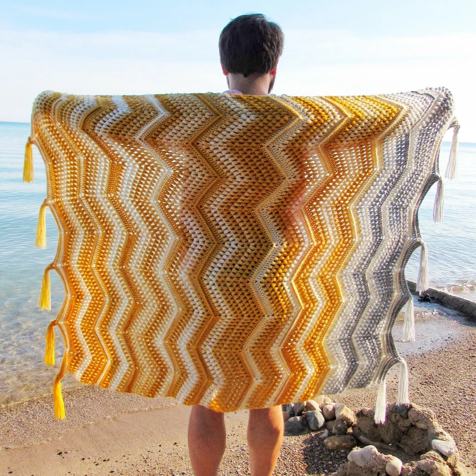 Chevron with a Twist Throw - Crochet Blanket Pattern - Customizable Instructions - Image 2 of 4