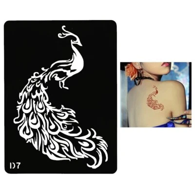 JUSTFOX Henna Tattoo Schablone Airbrush Stencil Selbstklebend Pfau Vogel