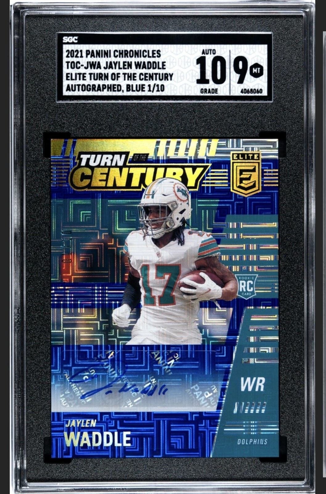 Jaylen Waddle Panini Chronicles Elite Turn of the Century Autographs #TOCJWA Blue