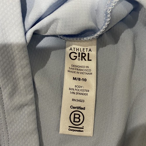 Athleta Girl Long Sleeve Shirt 1/4 Button Size M/8-10 Blue Thumbhole Lightweight - Picture 4 of 9