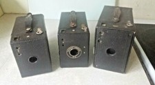 THREE VINTAGE BOX BROWNIE CAMERA- UNTESTED- - SPARES / REPAIRS