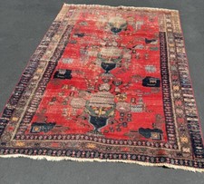 Vintage Persian Oushak Rug | 82x54 Antique Kurdish Wool Handmade Rug Carpet