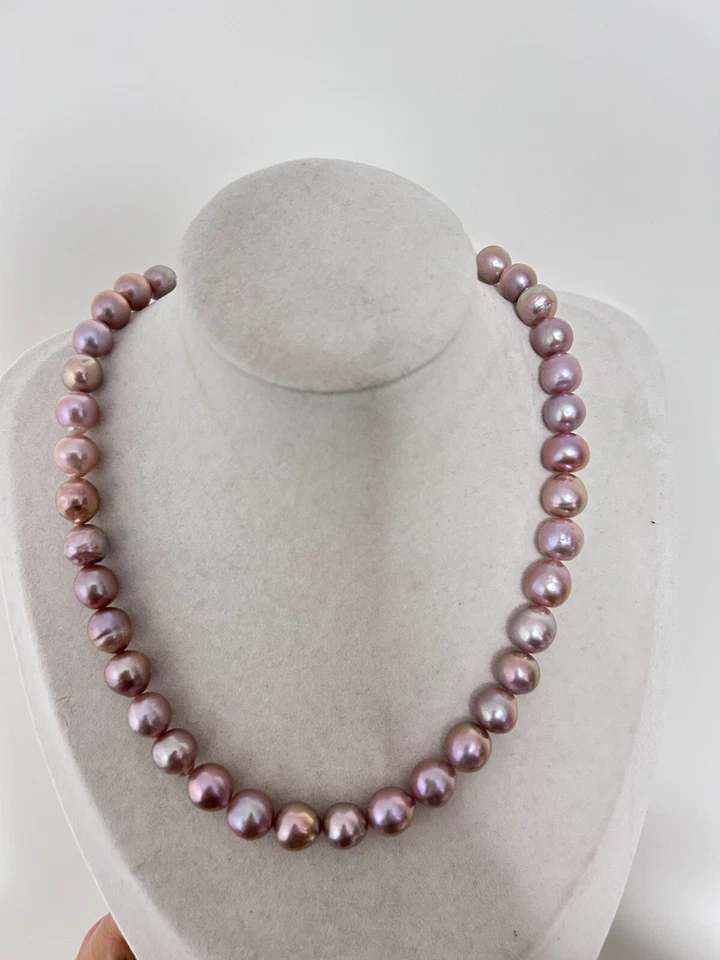 多色淡水珍珠项链经典优雅 S925 铑龙虾扣 — 第 2/4 张图片