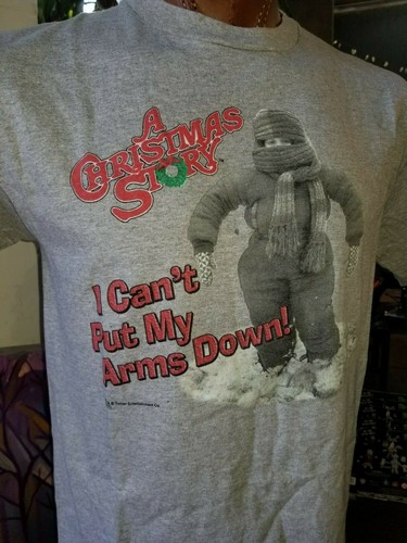 A Christmas Story I Can't Put My Arms Down! Camiseta gris LG 1983 película navideña - Imagen 2 de 3