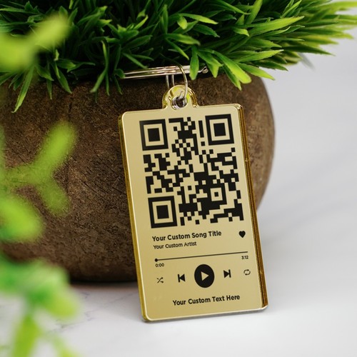 QR Code Song Keychain Scannable Barcode Music Keyring Boyfriend Girlfriend GIft - Picture 7 of 22