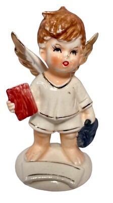 Nanco Birthday Angel Boy Holding Book & Bag Figurine Japan Vintage READ MORE