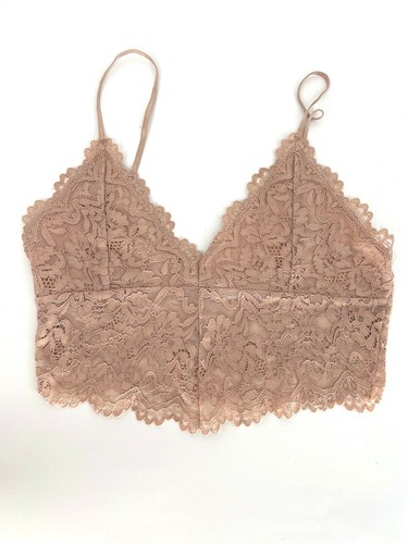ZARA Size Large LACE BRALETTE CAMISOLE CROP TOP Sexy V neck Straps Nude zara-size-large-lace-bralette-camisole-crop-top-sexy-v-neck-straps-nude