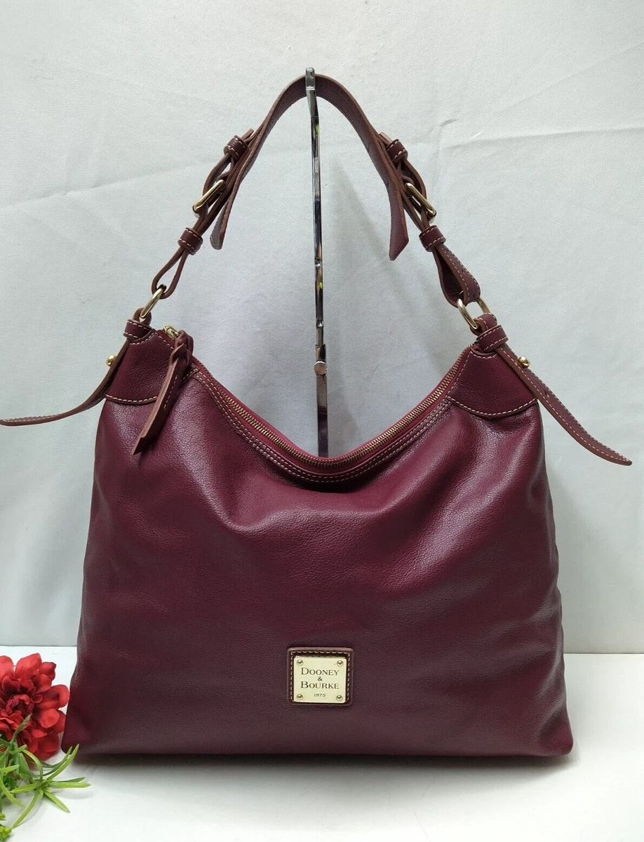 Dooney & Bourke Maroon Leather Zipper Closure Large Hobo Shoulder Bag Purse