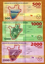 Set Burundi, 500-1000-2000 Francs, 2018-2021, P-New, UNC