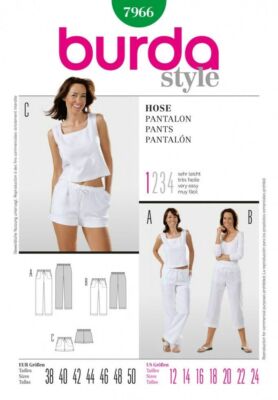 BURDA 7966 SHORTS HOSE Damen PLUS Schnittmuster Größen 12-24 Skill: SEHR EINFACH 