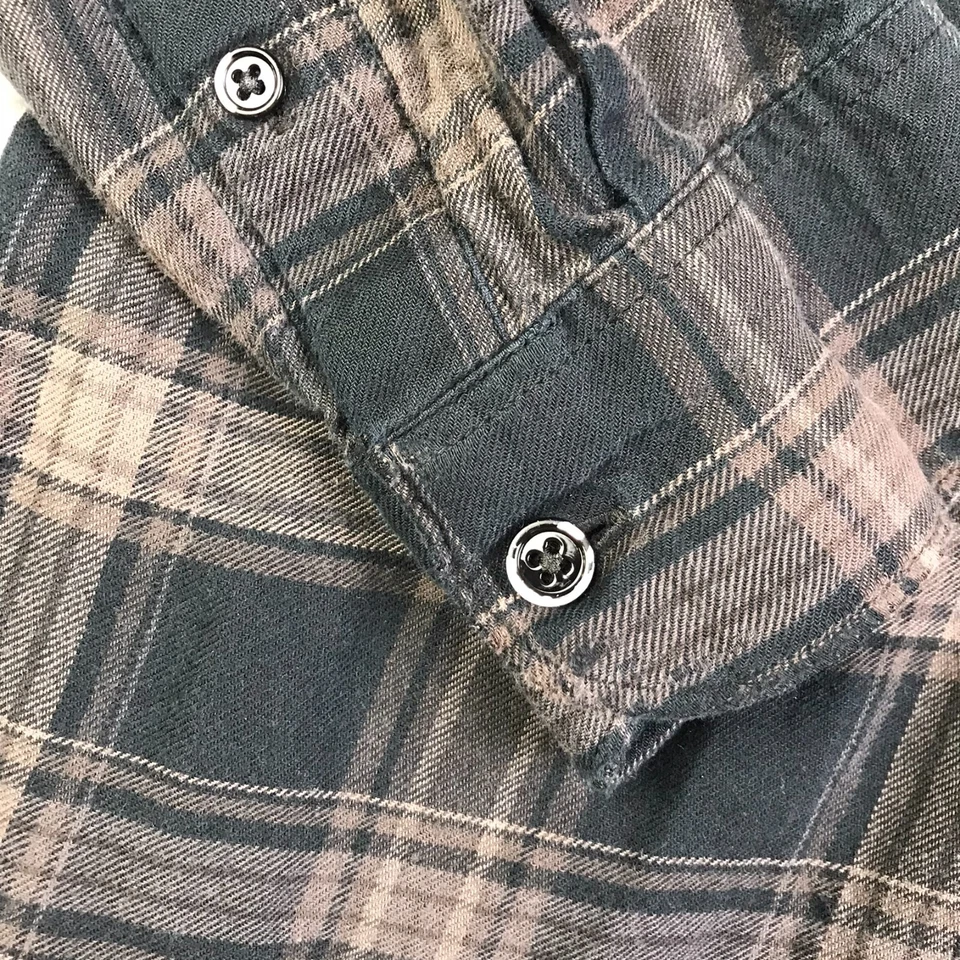 Camisa AllSaints para mujer S negra/marrón túnica con botones de franela a cuadros Foto 3 de 4