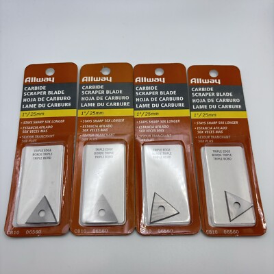 4x Allway Tools CB10 1'' Triple Blade Triangular Scraper Replacement Blade 25mm