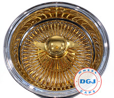 14x7 Rev 100 Spokes Center Gold Lowrider Wire Wheel Rims With Gold Knockoffs 14x7 Rev 100 Spokes Center Gold Lowrider Wire Wheel Rims With Gold Knockoffs