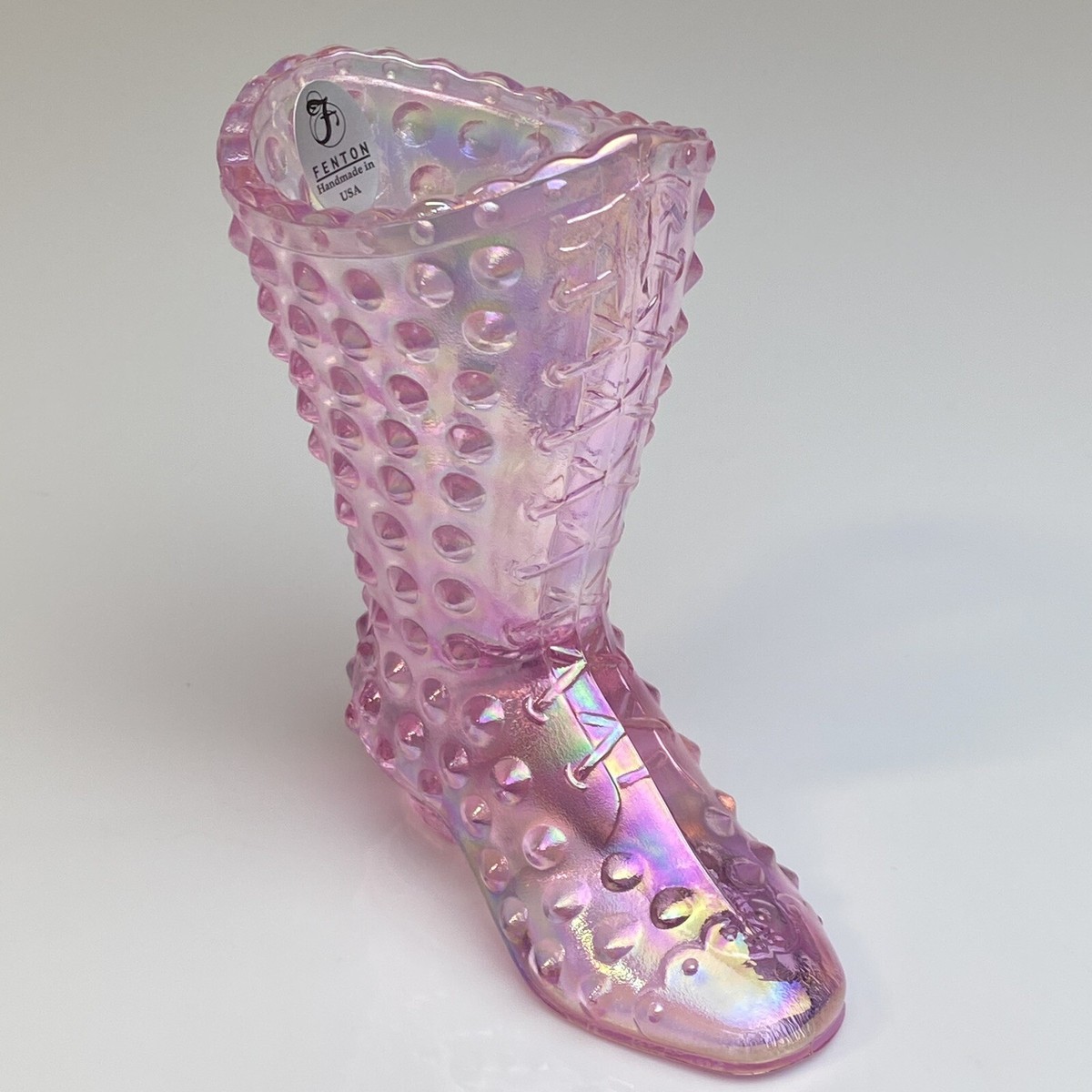 Fenton Art Glass Chiffon Pink Hobnail Boot Shoe | eBay
