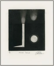OPEN DOOR / UPSIDE DOWN Abstract Surrealism Modernist ORIGINAL MEZZOTINT Signed.