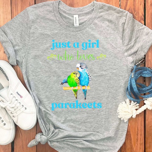 GIRL WHO LOVES PARAKEETS T-SHIRT - Picture 14 of 50