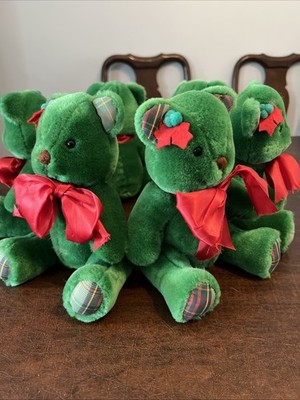 Carousel By Guy Plush Bears Christmas Circle Green Linked Decorative 1983