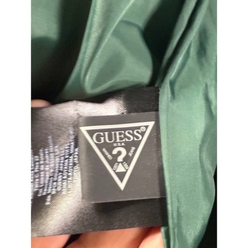 Guess Mens Green High Shine Puffer Jacket Detachable Hood XL NEW image 6
