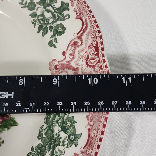 4 Johnson Brothers 10.5" Old Britain Castles Christmas Dinner Plates Green Tree - Picture 11 of 11