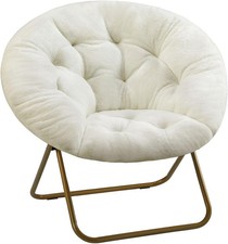 Comfy Saucer Chair, Faux Fur Lounge Seasting XL Circle Chair for Bedroom,