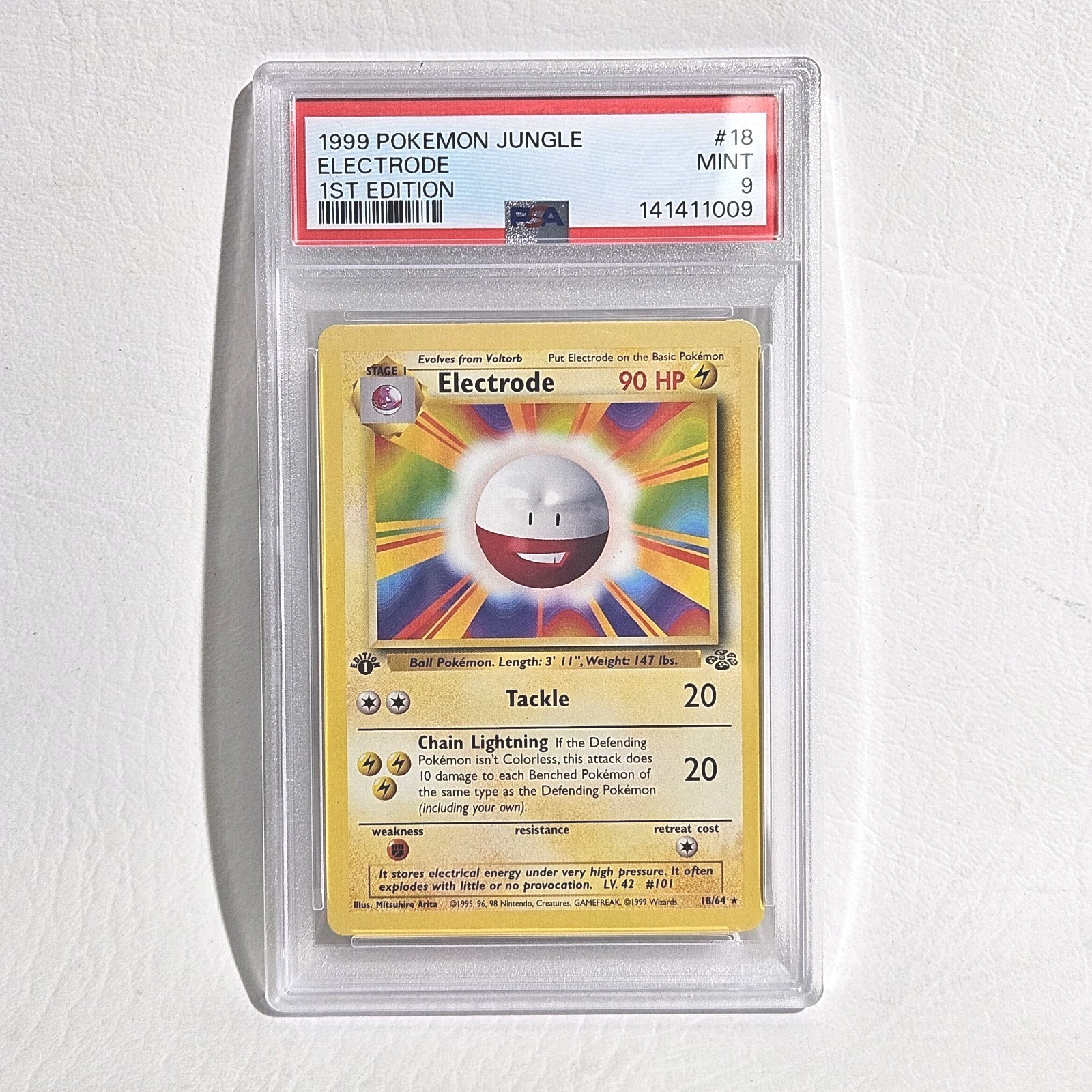 1999 Pokémon Jungle Electrode 1st Edition #18 — PSA MINT GRADE #9 Graded Card