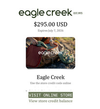 Eagle Creek Gift Card Online Credit $295 - Valid July 2026