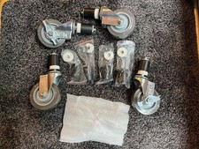 3 Inches Prep Table Wheels Expanding Stem Caster Wheels Set of 4 with Side Brake