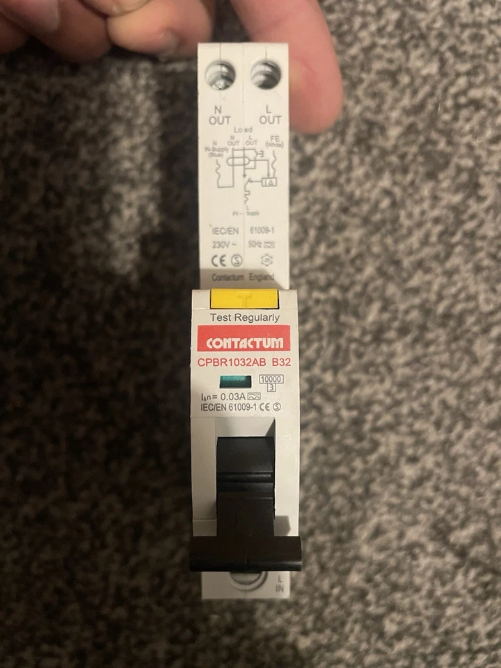 Contactum 32A Single Pole 1 Module B Curve 6kA 30mA Type A RCBO