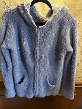 POL Gray Plush Fuzzy Soft Hearts Hoodie Full ...